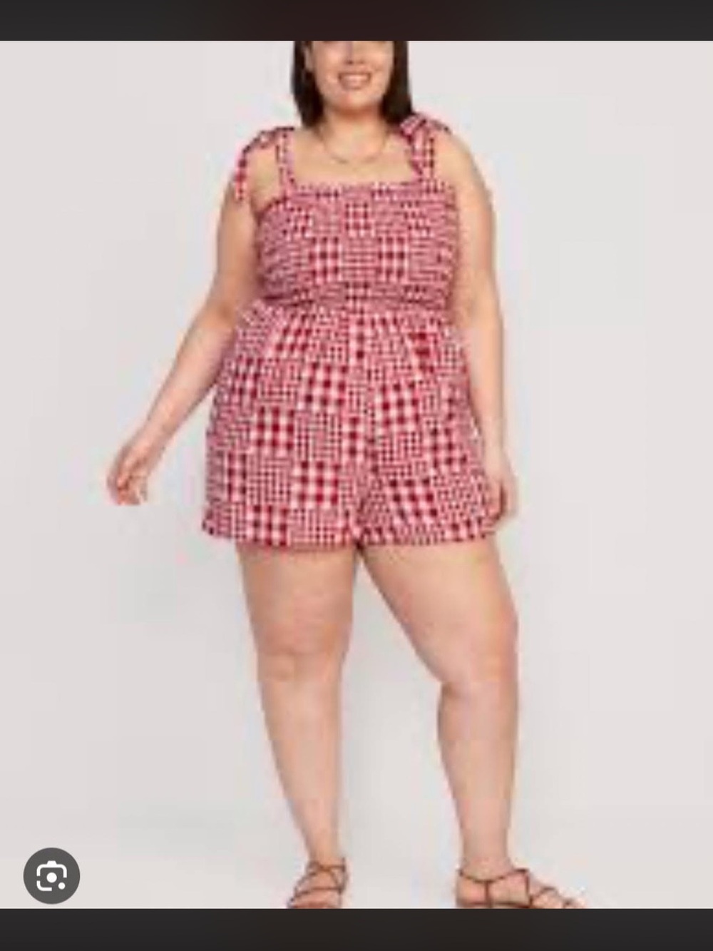 Old Navy Red Gingham Smocked Plus-Size Romper size 3x NEW